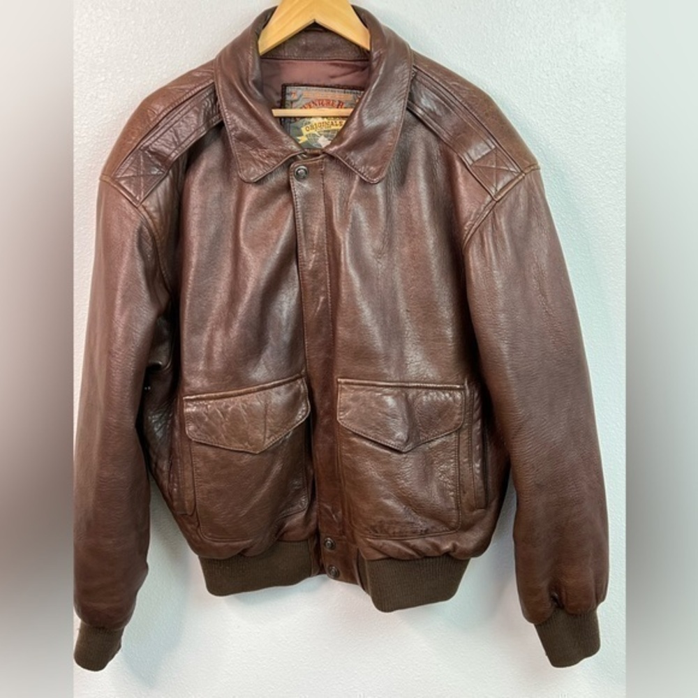 Vintage 100% genuine leather aviator bomber jacket Size L